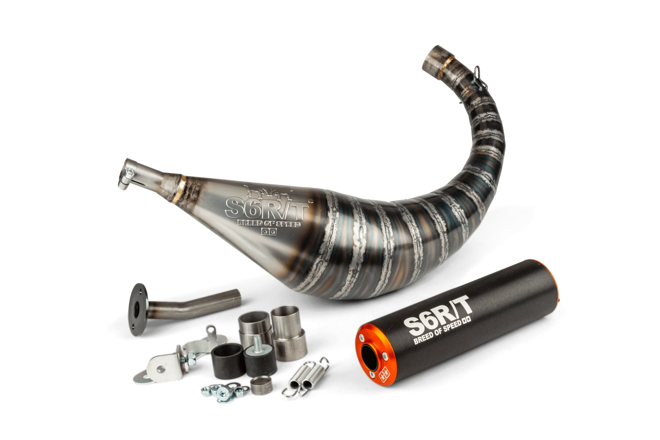 Výfuk Stage6 R/T 70 - 80 ccm AM6, černá / oranžová