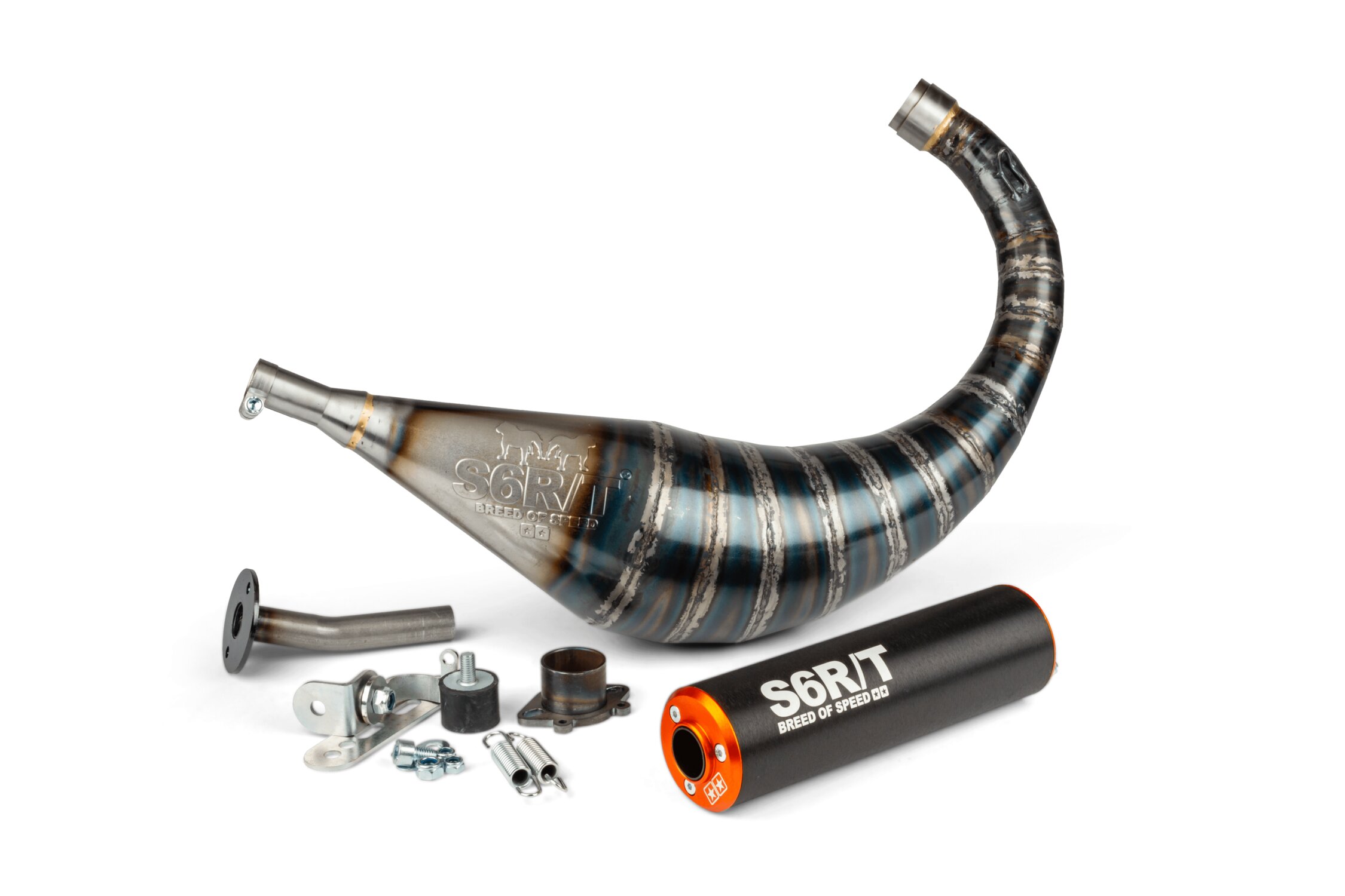 Výfuk Stage6 R/T 70 - 80 ccm, Derbi, čermo - oranžová