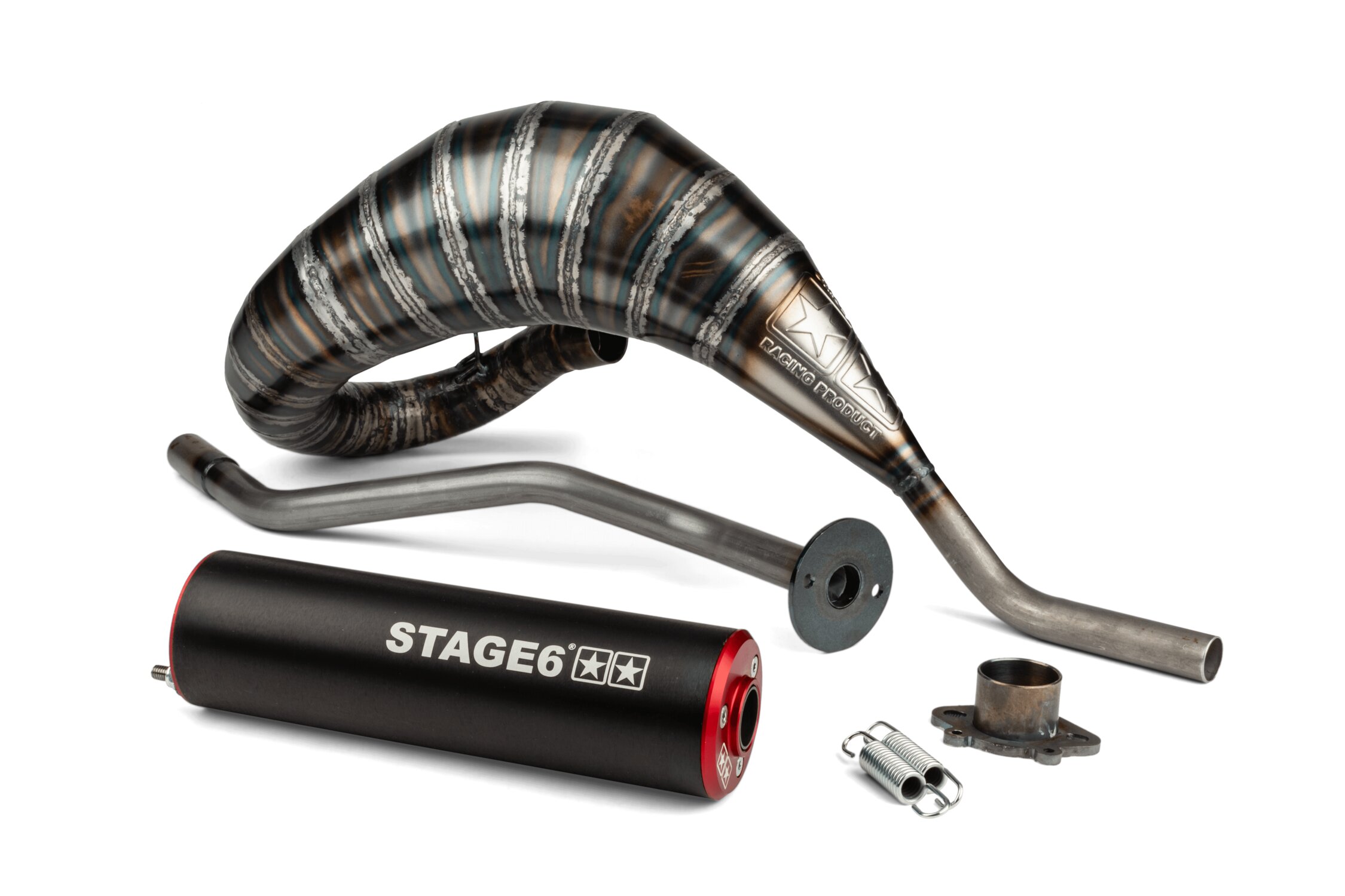 Výfuk Stage6 80 - 90 Derbi červená / černá
