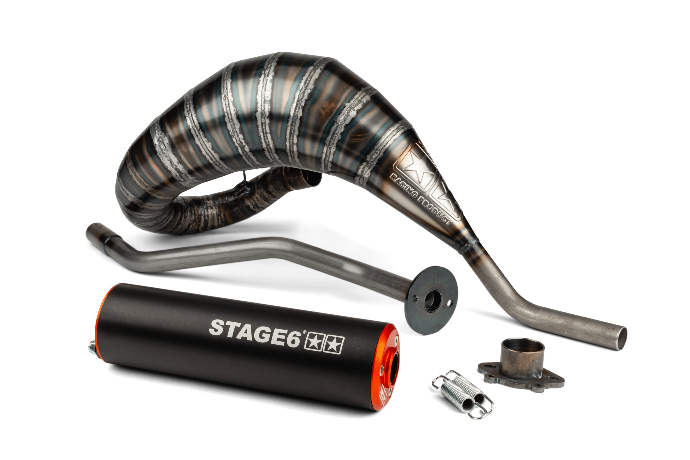 Výfuk Stage6 80 - 90 Derbi oranžová / černá