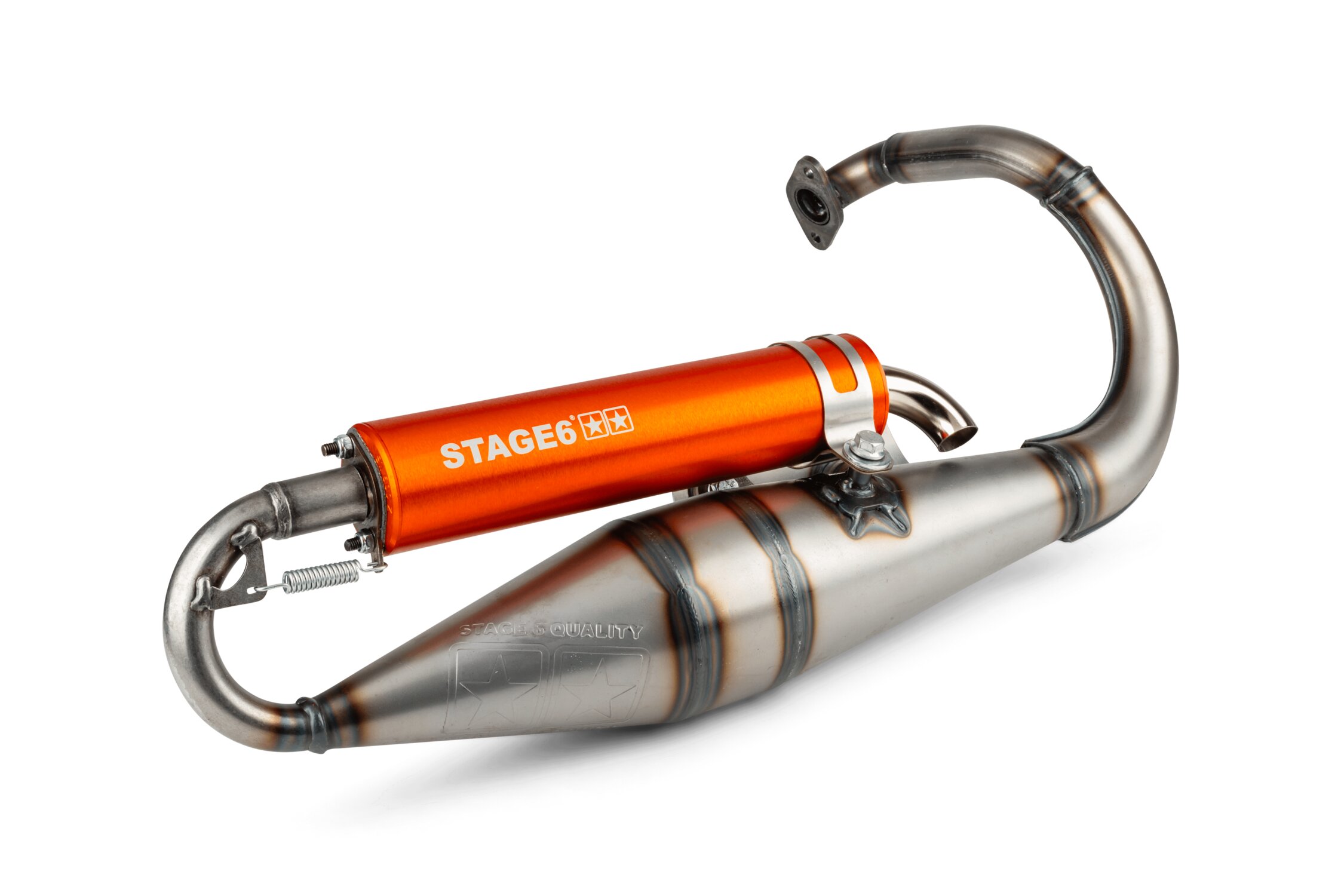 Výfuk Stage6 Pro Replica MK2 oranžová Peugeot Speedfight 1 a 2