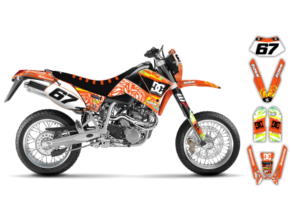 graphics kit ktm lc4 sxc 99 05 kicker st bike