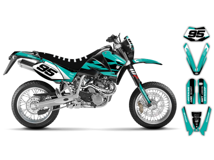 graphics kit ktm lc4 sxc 99 05 teal st bike