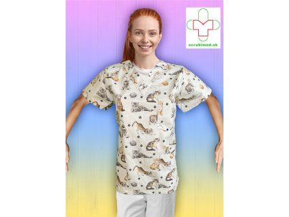 zdravotnicka bluza s potlacou macky scaled