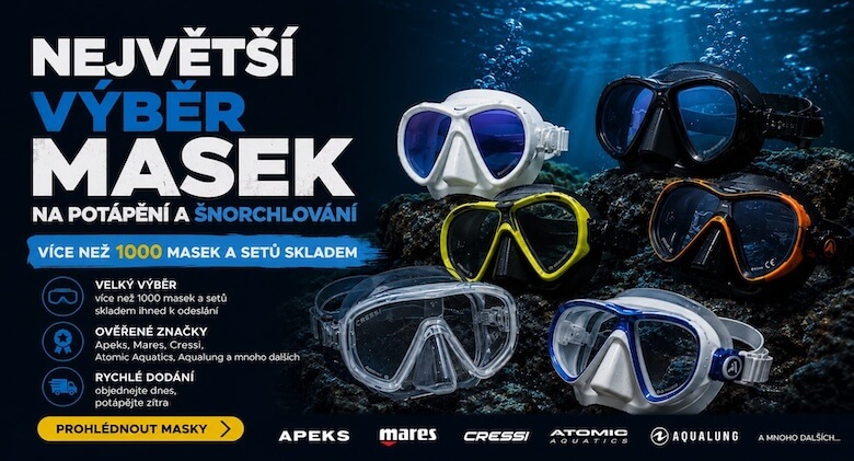 Nabídka potápěčských a šnorchlovacích setů, masek a brýlí