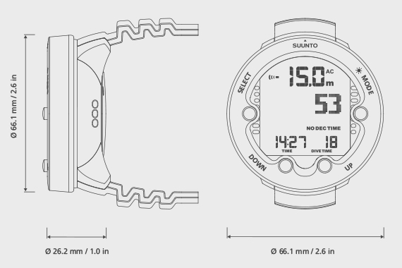 Suunto Zoop Novo schéma rozměrů