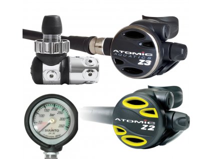 Set Atomic Aquatics Z3 DIN + octopus Z2 + manometr Suunto