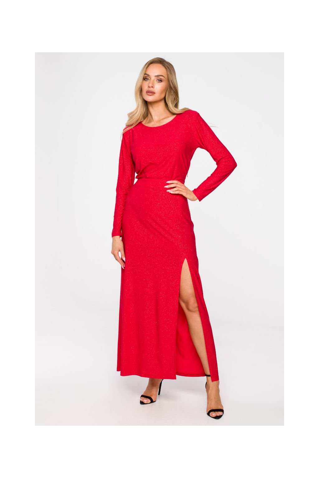 Dlouhé plesové šaty MOE M719 červené