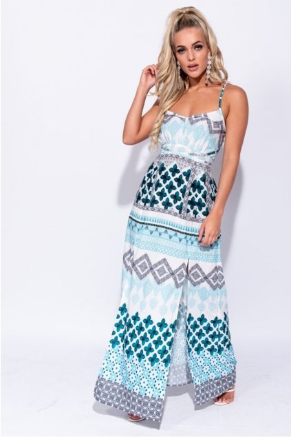 geometric print tie waist thigh split maxi dress p7031 267926 image