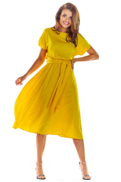Elegantní šaty Awama A296 žluté