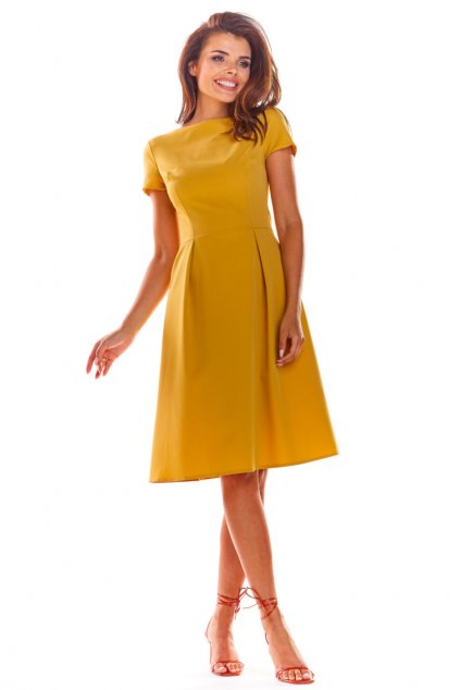 Elegantní šaty Awama A282 žluté