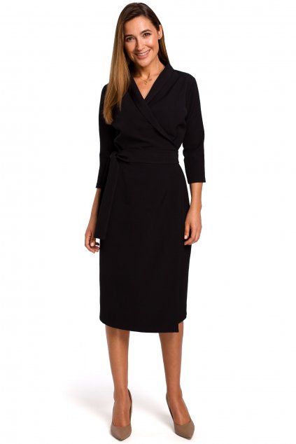 Elegantní zavinovací šaty Style S175 černé