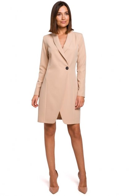 Elegantní sakové šaty Style S217 béžové