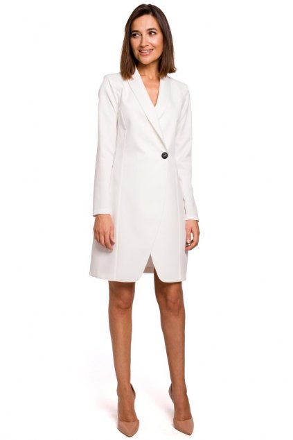 Elegantní sakové šaty Style S217 smetanové