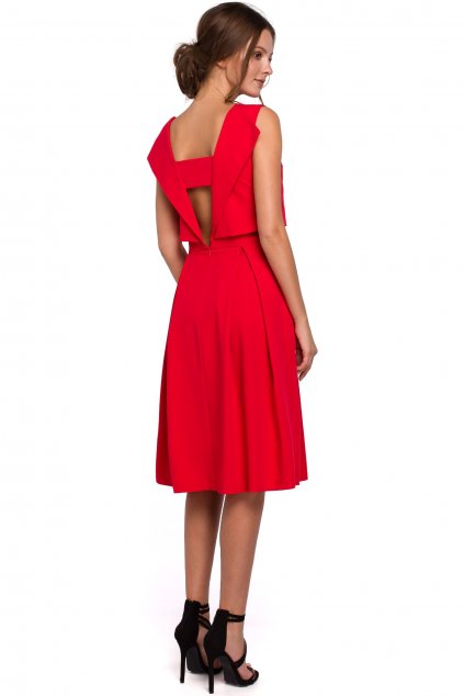 Lichotivé šaty s výstřihem na zádech Makover K005 červené