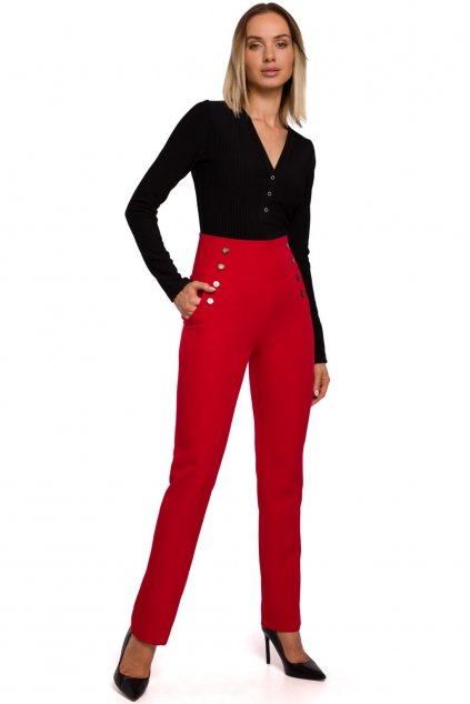 Úzké elegantní kalhoty MOE M530 červené