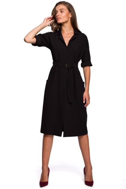 Elegantní košilové šaty Style S230 černé