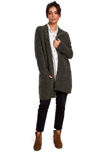 Pletený kabátek Be BK034 khaki