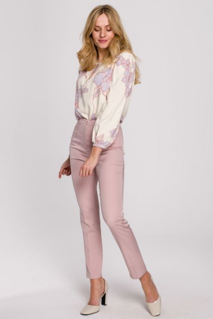Dámské elegantní kalhoty Makover K093 růžové