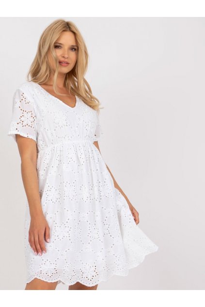 Letní šaty s výšivkou madeira OCH BELLA bílé
