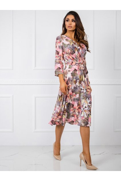 Elegantní šaty Lakerta růžové s květy