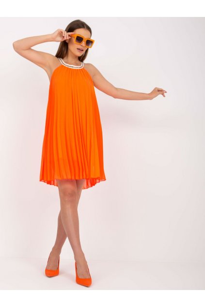 Letní plizované minišaty ITALY fashion oranžové
