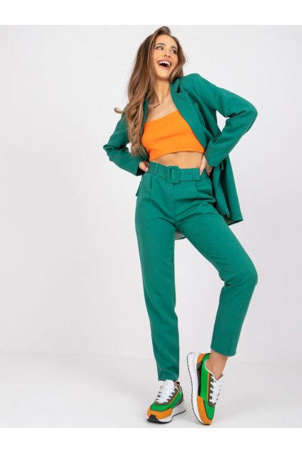 Elegantní kalhoty s páskem Italy Fashion zelené