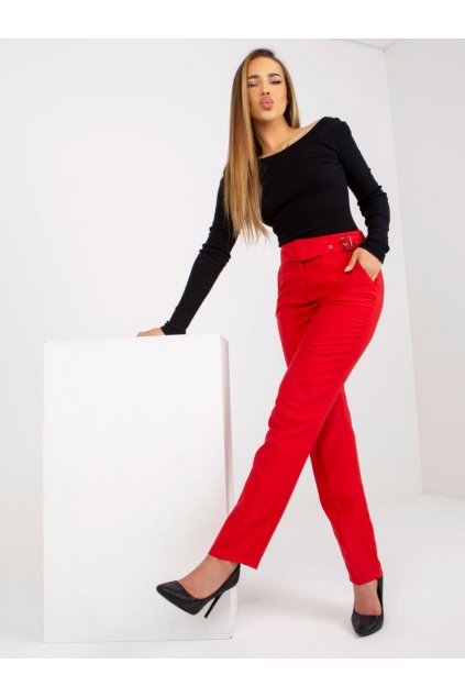 Elegantní kalhoty s rovnými nohavicemi XSAPIENZA červené