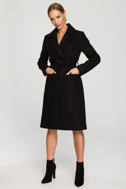Elegantní kabát MOE M708 černý