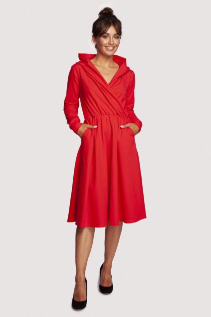 Lichotivé šaty s hlubokým výstřihem Be B245 červené