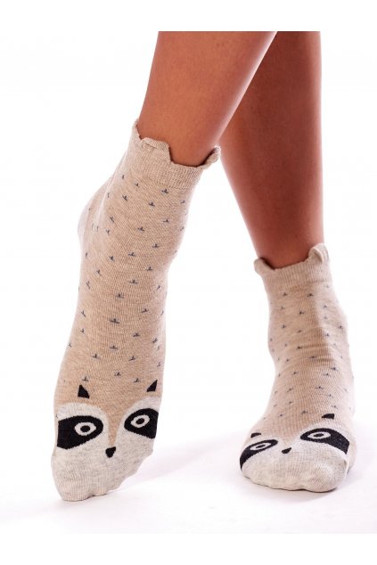 Ponožky se zvířatky Yups tmavě béžové