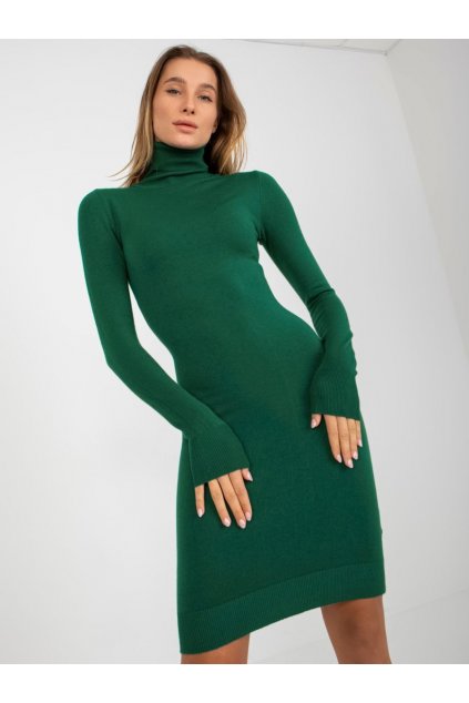 Úpletové šaty s rolákem Trendy.ING zelené