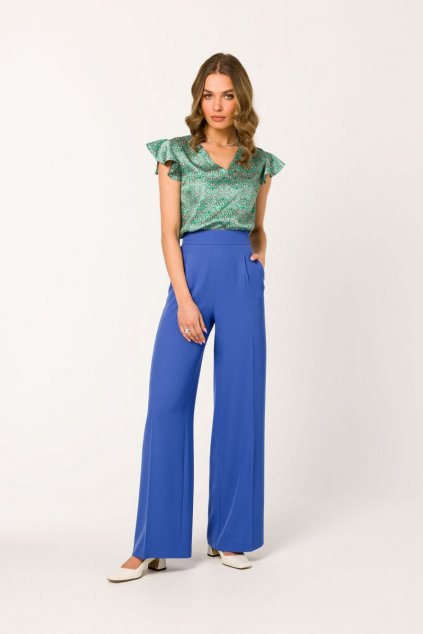 Elegantní široké kalhoty Style S331 modré