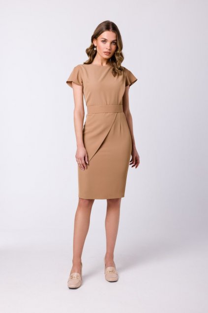 Elegantní pouzdrové šaty Stylove S336 béžové