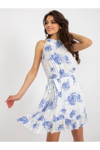 Lněné šaty s květy Lakerta bílé