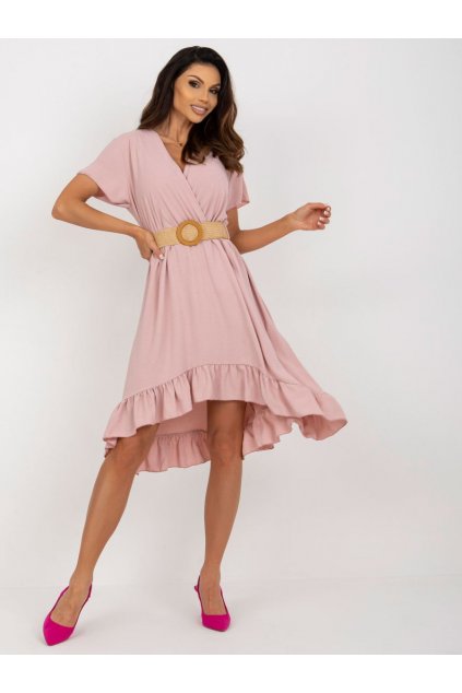 Letní šaty s volánem Italy Fashion světle růžové