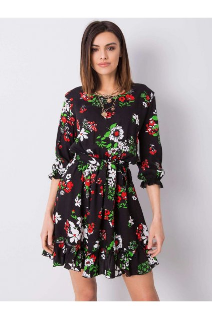 Romantické šaty Lakerta černé s květy