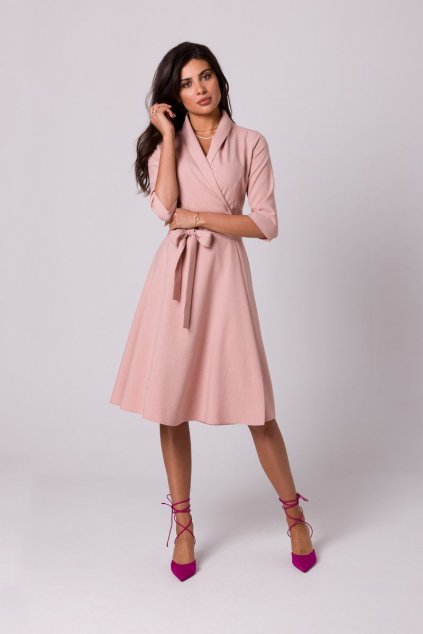 Elegantní zavinovací šaty Be B255 růžové