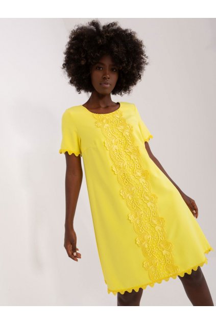 Žluté šaty s krajkou Lakerta