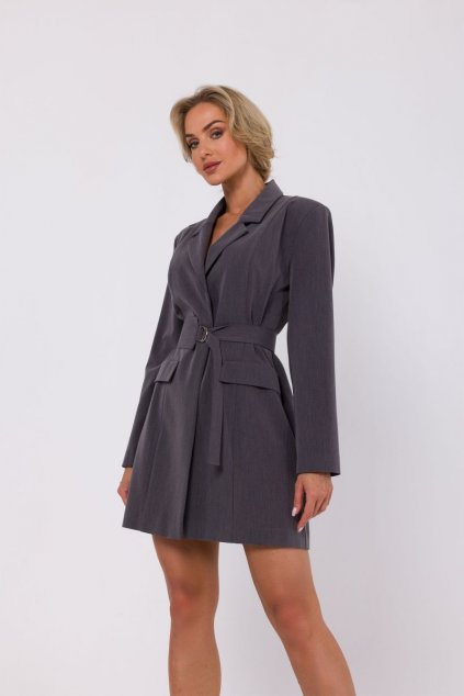 Elegantní sakové minišaty MOE M749 tmavě šedé