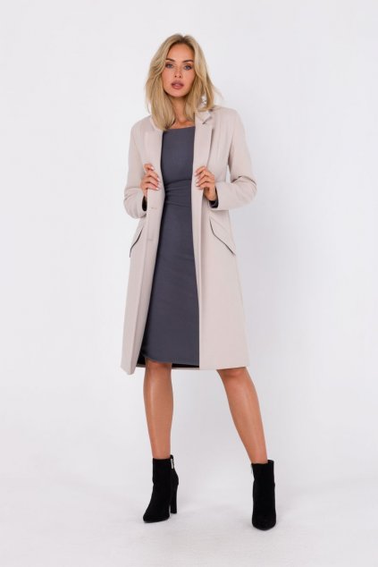 Elegantní kabát MOE M758 béžový