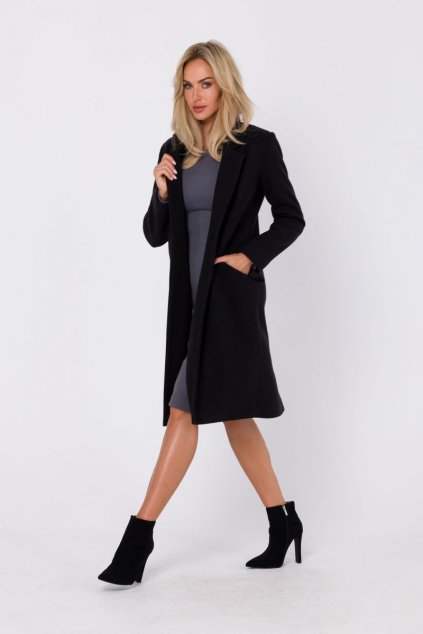 Elegantní kabát MOE M758 černý