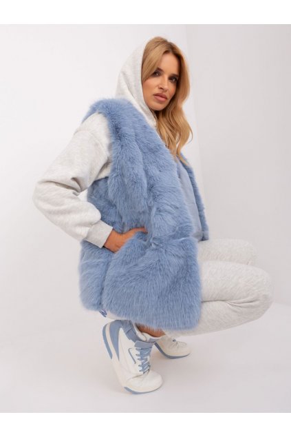 Kožešinová vesta Wool Fashion Italy modrá