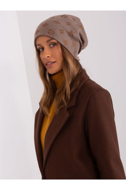 Čepice s kašmírem Wool Fashion Italia hnědá