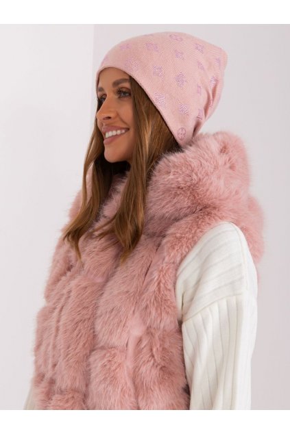 Čepice s kašmírem Wool Fashion Italia růžová