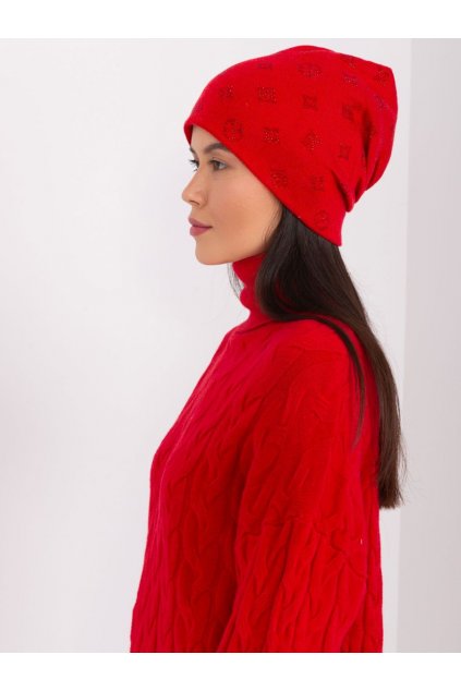 Čepice s kašmírem Wool Fashion Italia červená