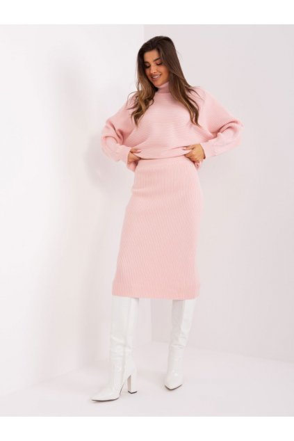 Úzká pletená sukně Wool Fashion Italia růžová