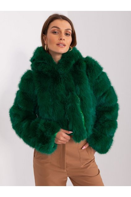 Krátký kožešinový kabát Wool Fashion Italia zelený