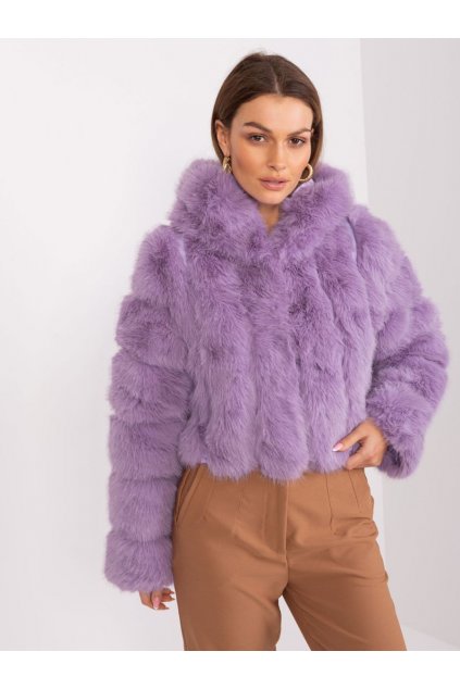 Krátký kožešinový kabát Wool Fashion Italia fialový