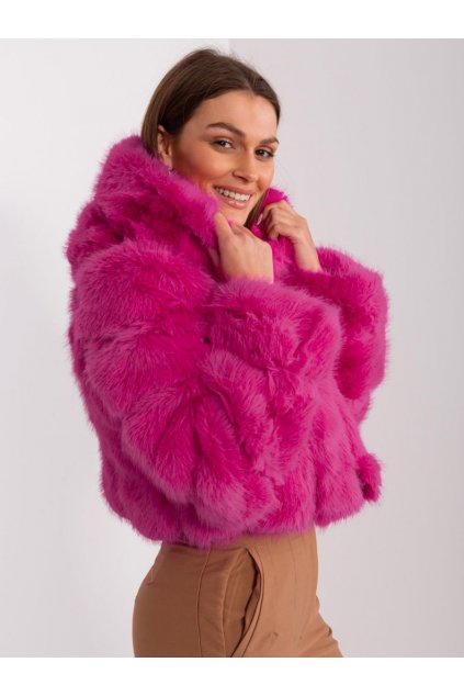 Krátký kožešinový kabát Wool Fashion Italia fuchsiový